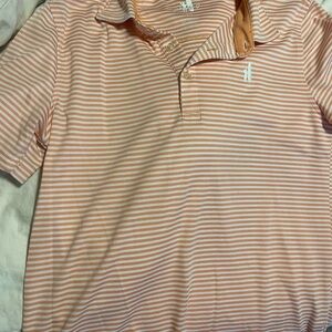 johnnie-O Orange and White Striped Polo